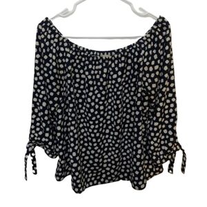 J. Crew Blue and Cream Polka Dot Top Size XS